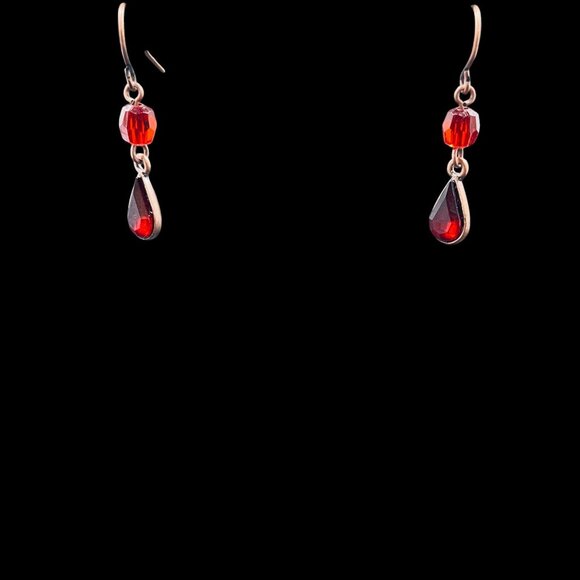 Boho Statement Necklace Earrings Set Red Gem Chunky Pendant Festival Jewelry - Picture 9 of 10